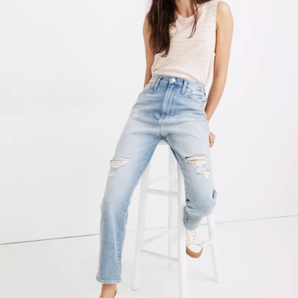 Madewell The Ripped Momjean in Gilford Wash Sz 26
